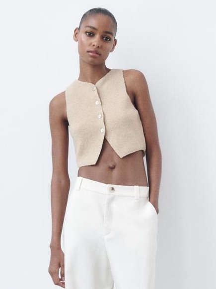 Zara Buttoned Knit Crop Top